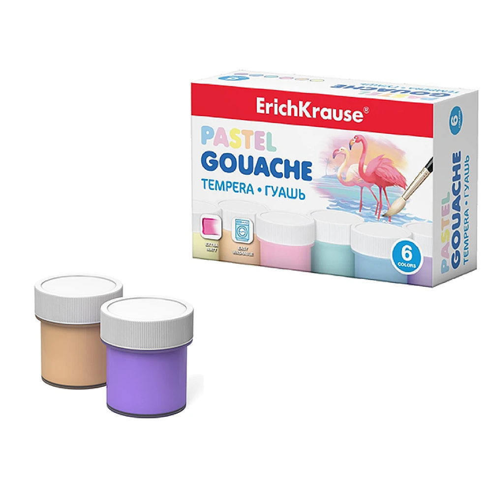 Guasa Erich Krause Pastel 6culori, 20ml