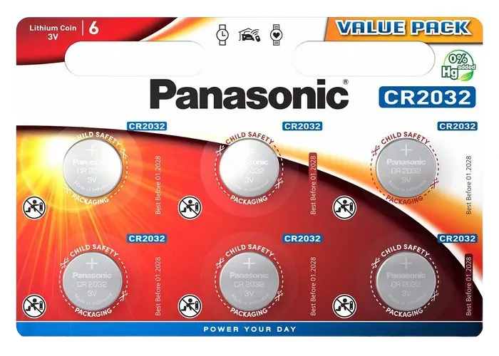 Baterii rotunde Panasonic CR-2032EL, CR2032, 6buc.