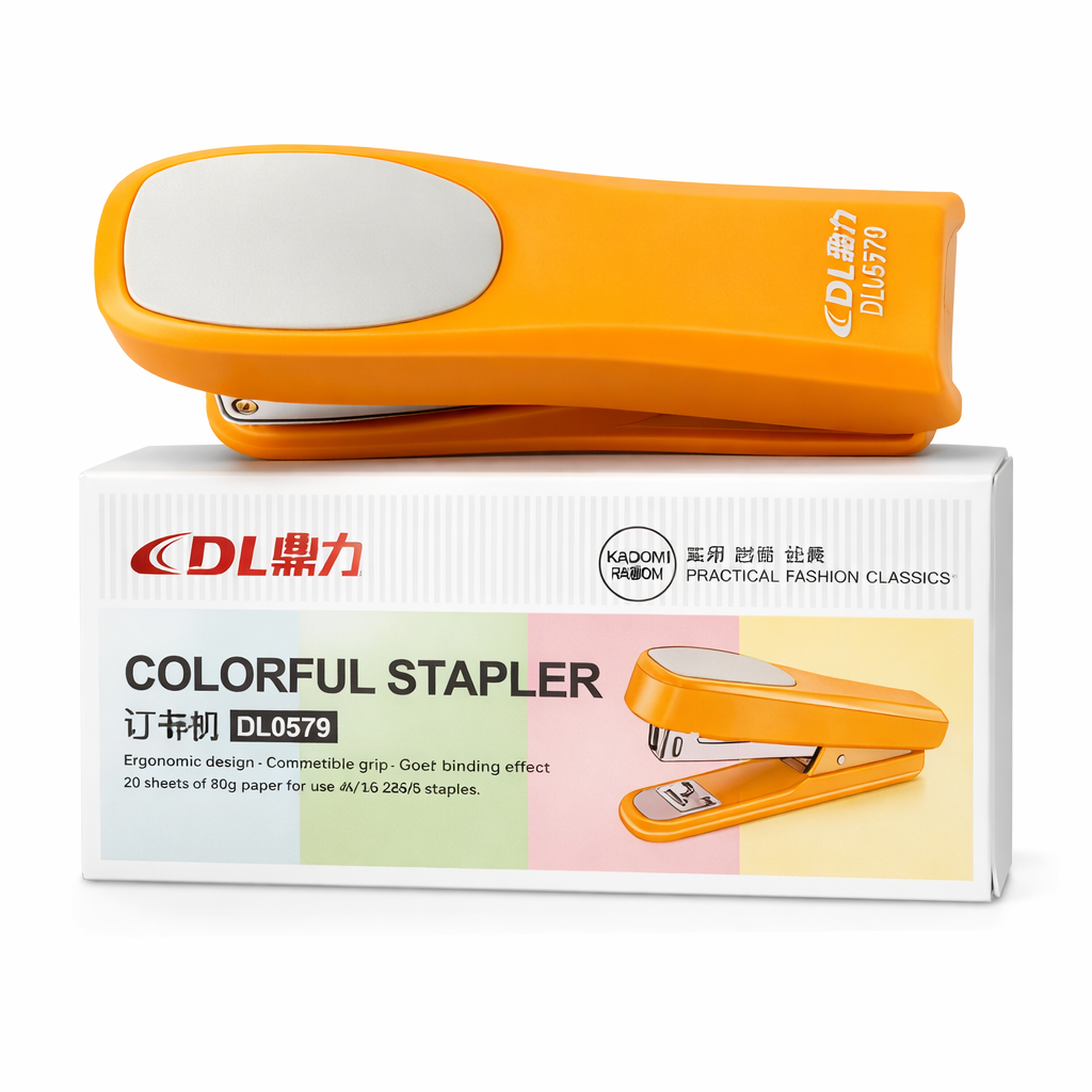 Capsator DL N24 – 20 coli, metalic, ergonomic, birou, scoala, office, sistem anti-blocare, alunecare redusa, culoare oranj