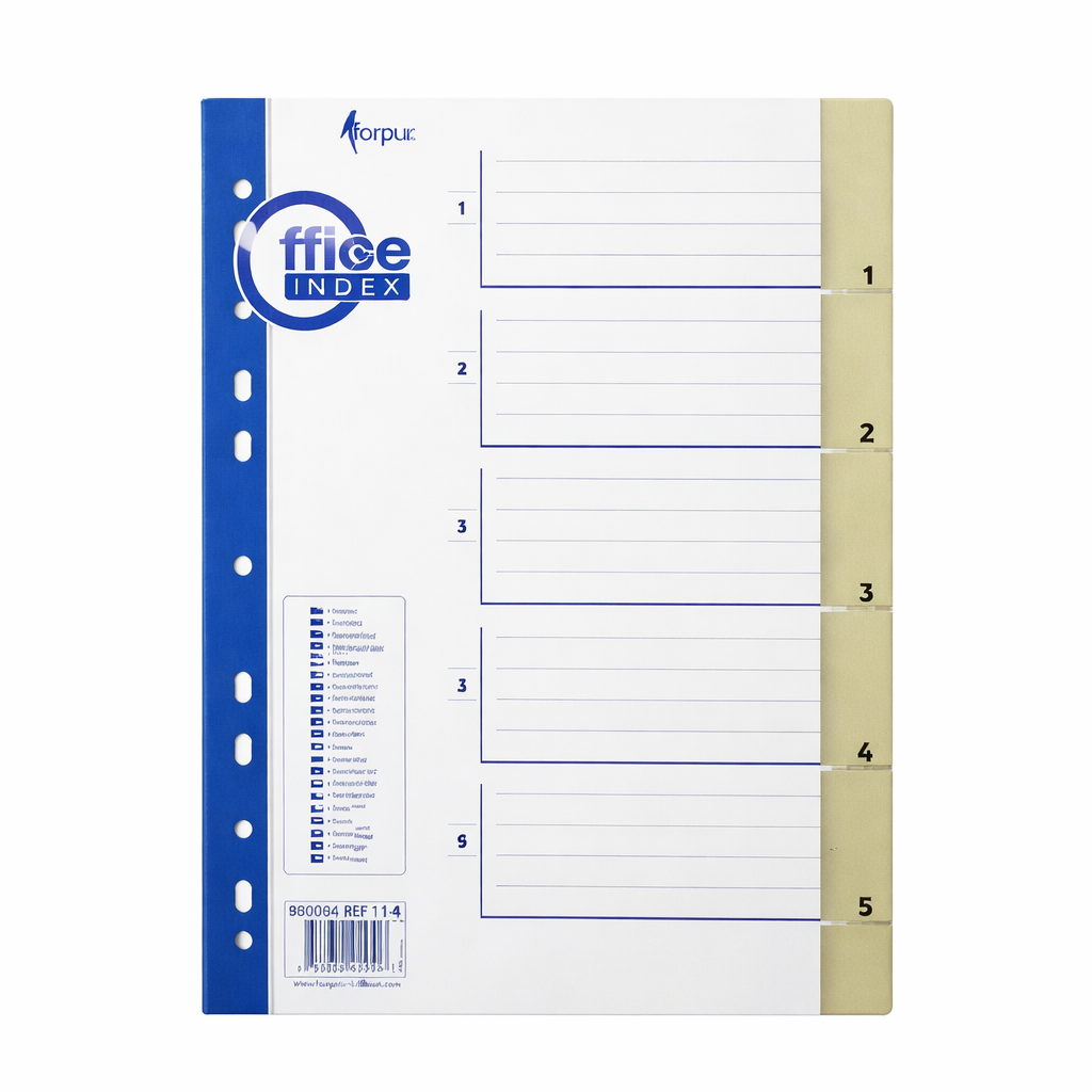 Indexuri plastic A4 numerotate 1-5 MAXI, separatoare documente dosar biblioraft, divizoare organizare acte, plastic rezistent, office, scoala, arhivare documente