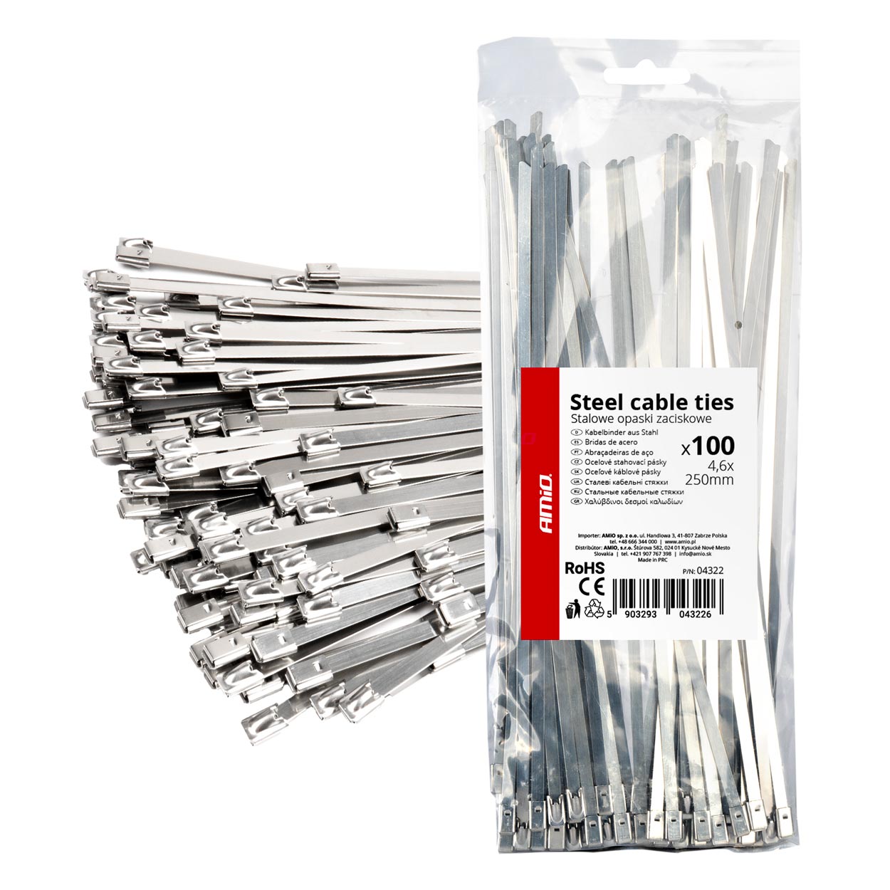 04322 Legaturi metalice din otel inoxidabil 4,6 С… 250mm 100 buc