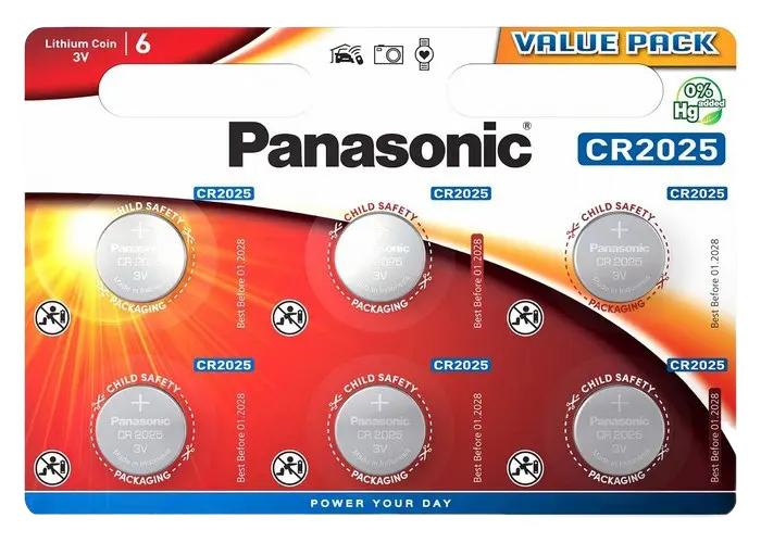 Baterii rotunde Panasonic CR-2025EL, CR2025, 6buc.
