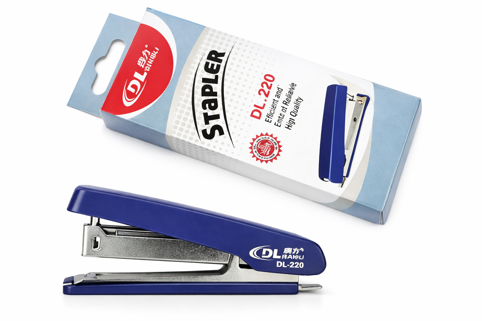 Capsator DL, 12 file, albastru, compatibil capse N10, capsator pentru scoala si birou