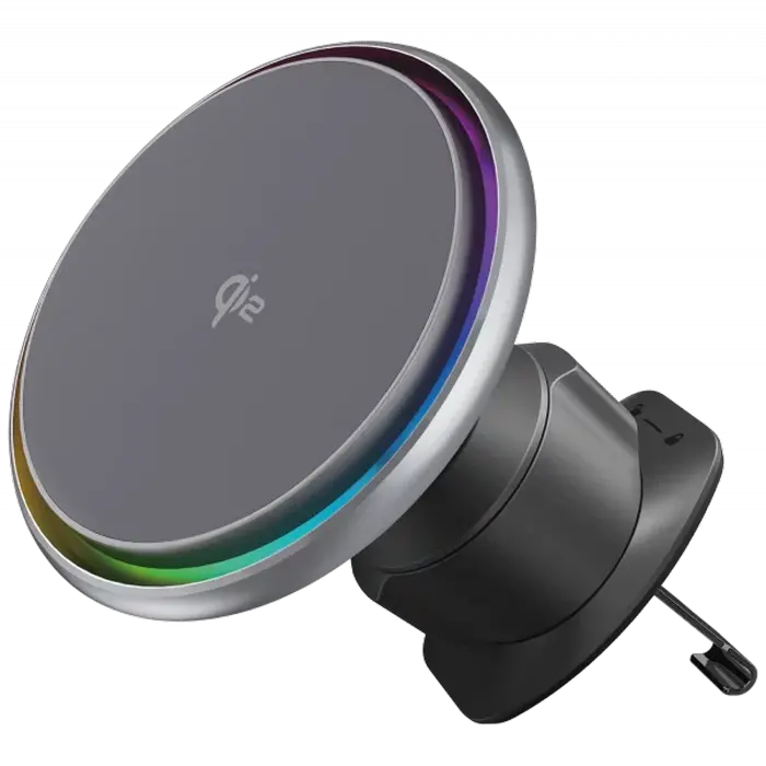 Car Mount With Wireless Charger Proove Icecore Qi2 15W, Gray