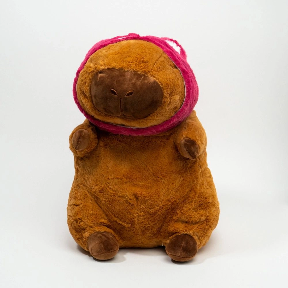 Jucărie moale Capibara cu căciuliță roz 40 cm
