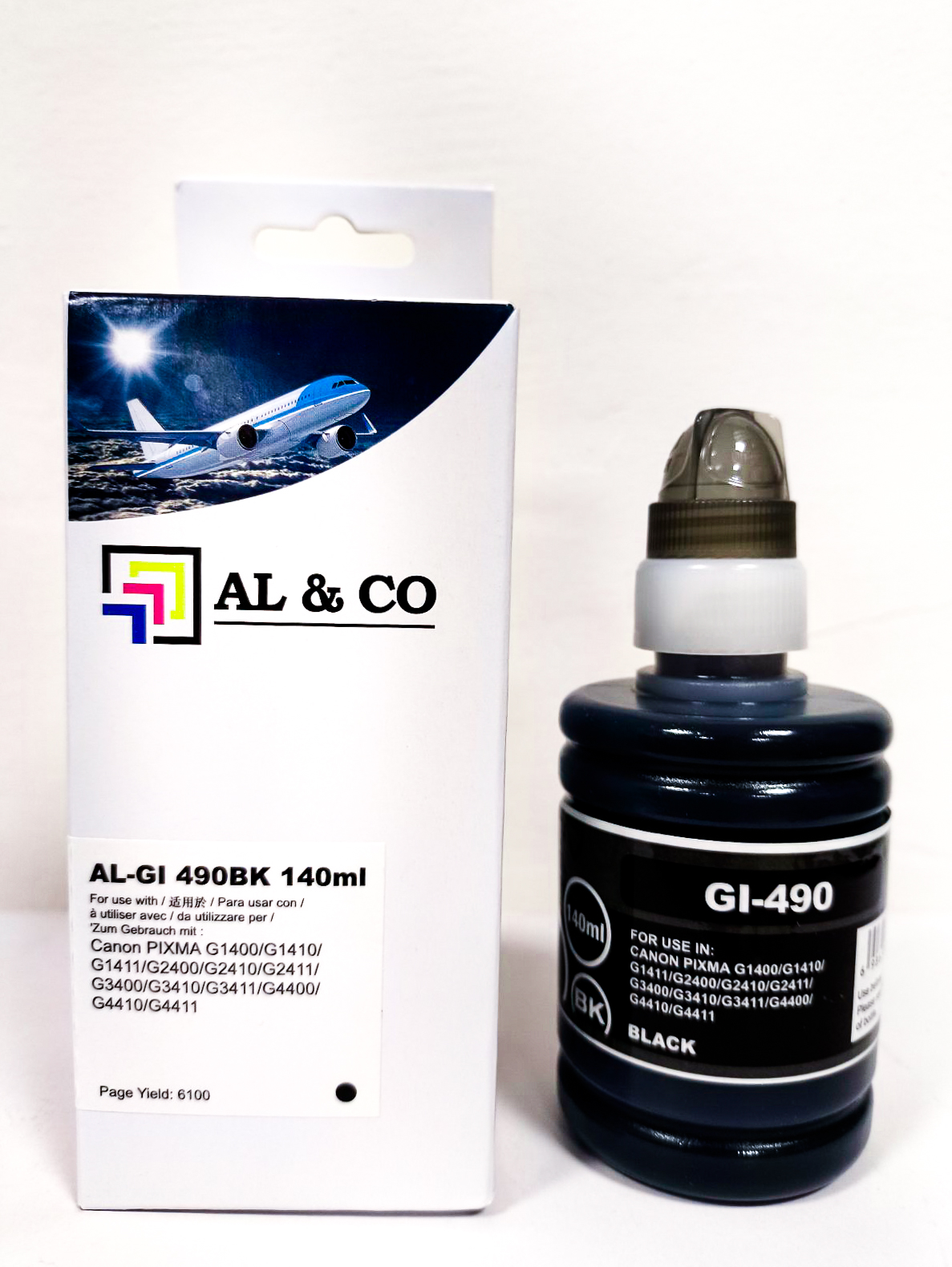 Cerneală Canon Premium compatibilă GI-490BK Black for PIXMA G1400/ 2400/ 3400, 140ml