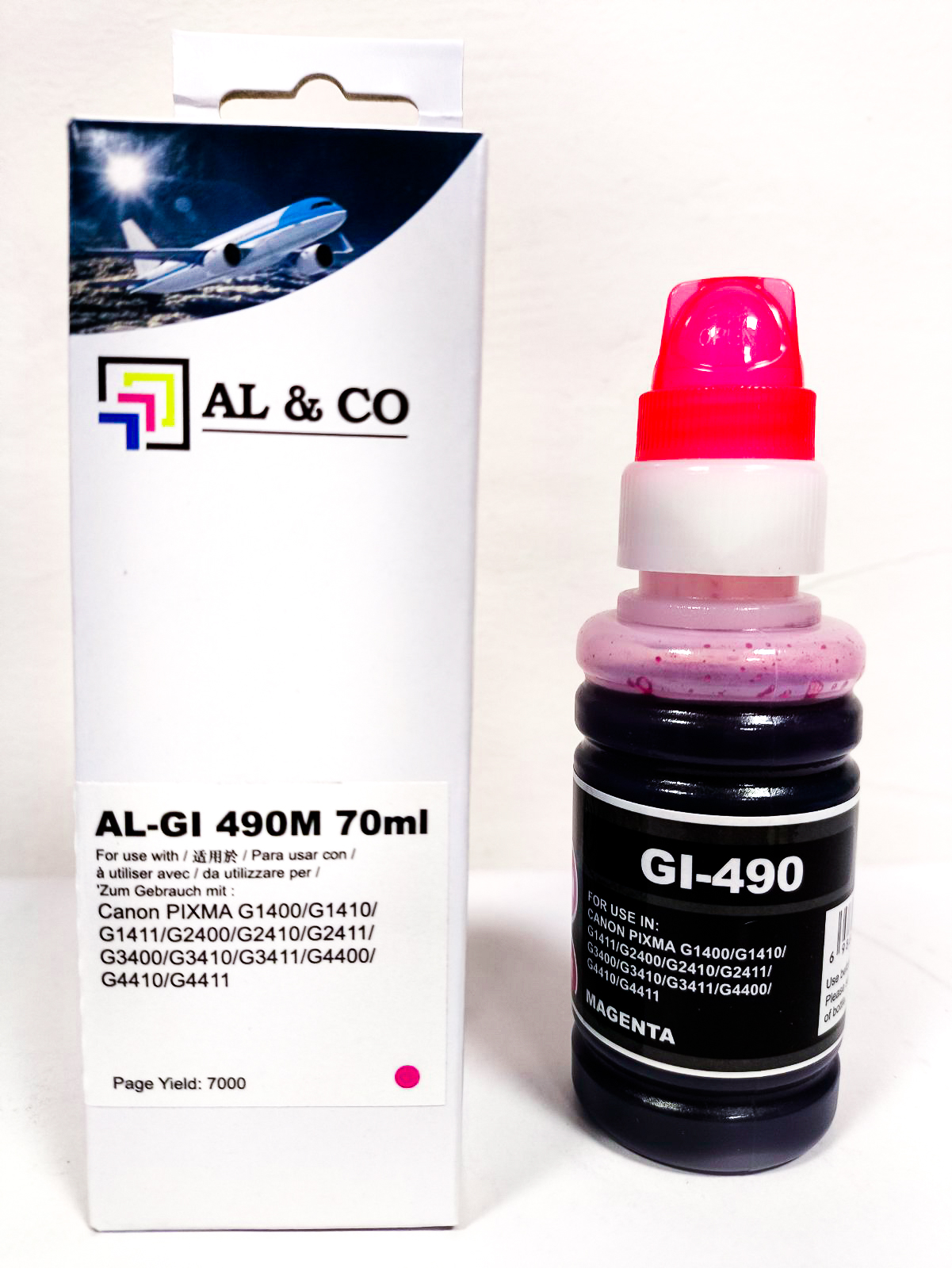 Cerneală Canon Premium compatibilă GI-490M Magenta for PIXMA G1400/ 1410/ 2400/ 2410/ 3400/ 3410 70ml