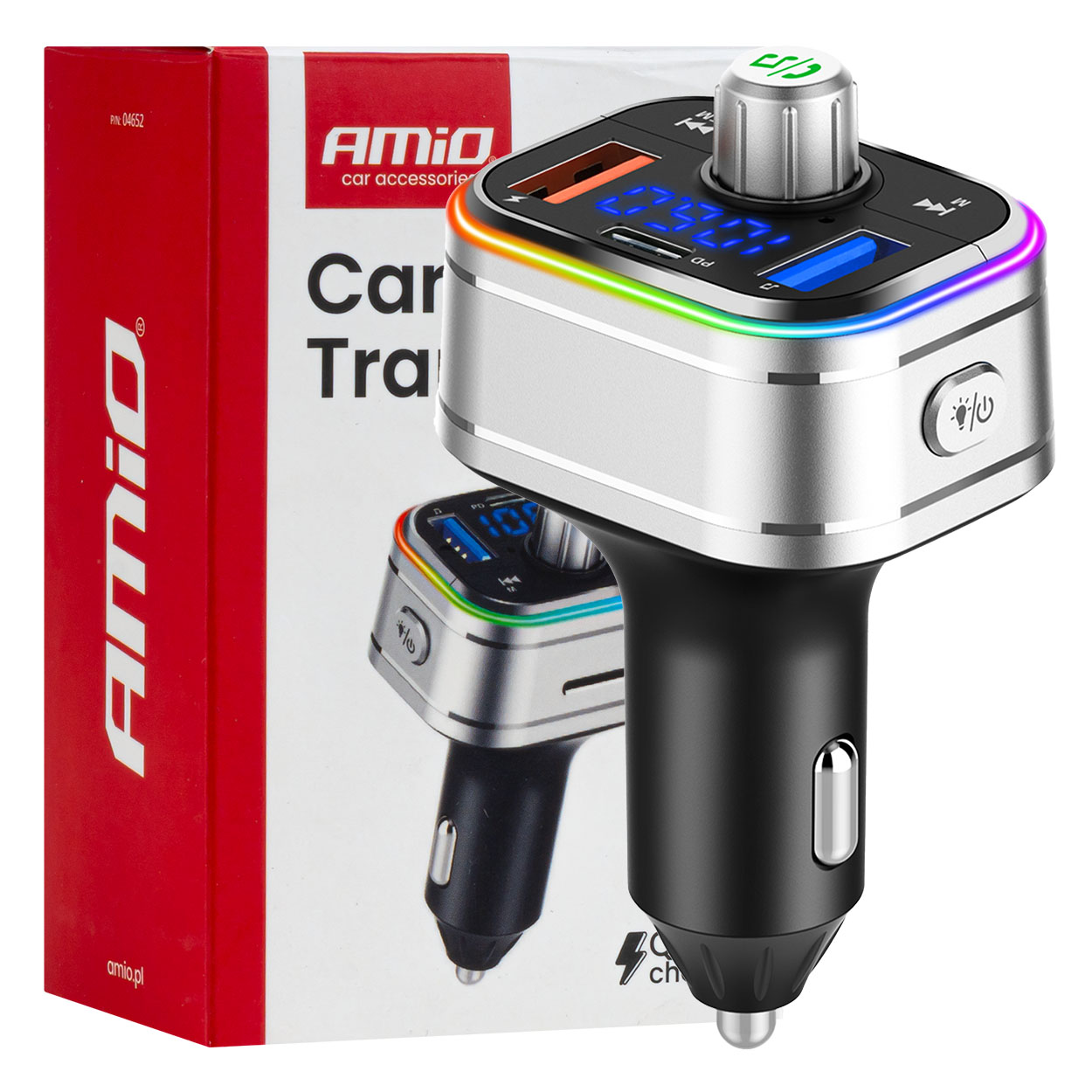 04652 Transmitator FM auto 1Г—USB-C microSD 12V 24V
