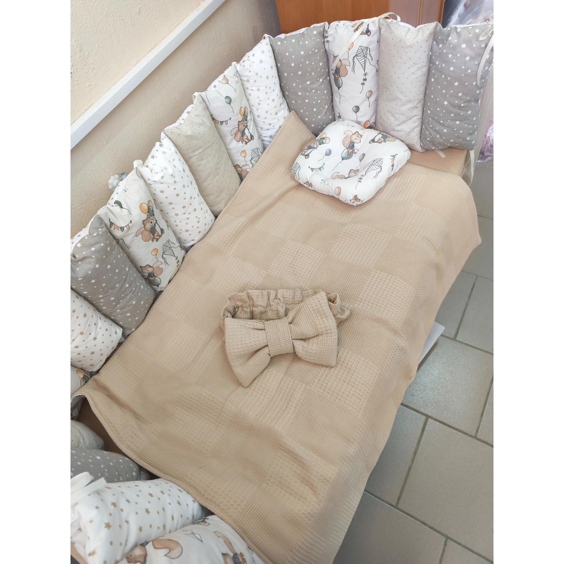 Borduri de protecție pentru pătuc Bej Fox+Vafel