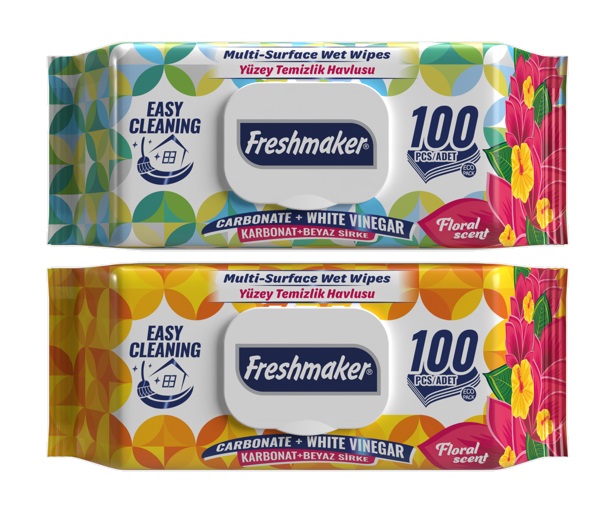 Servetele umede Freshmaker ECO Multi-Surface 100 buc Floral cu capac