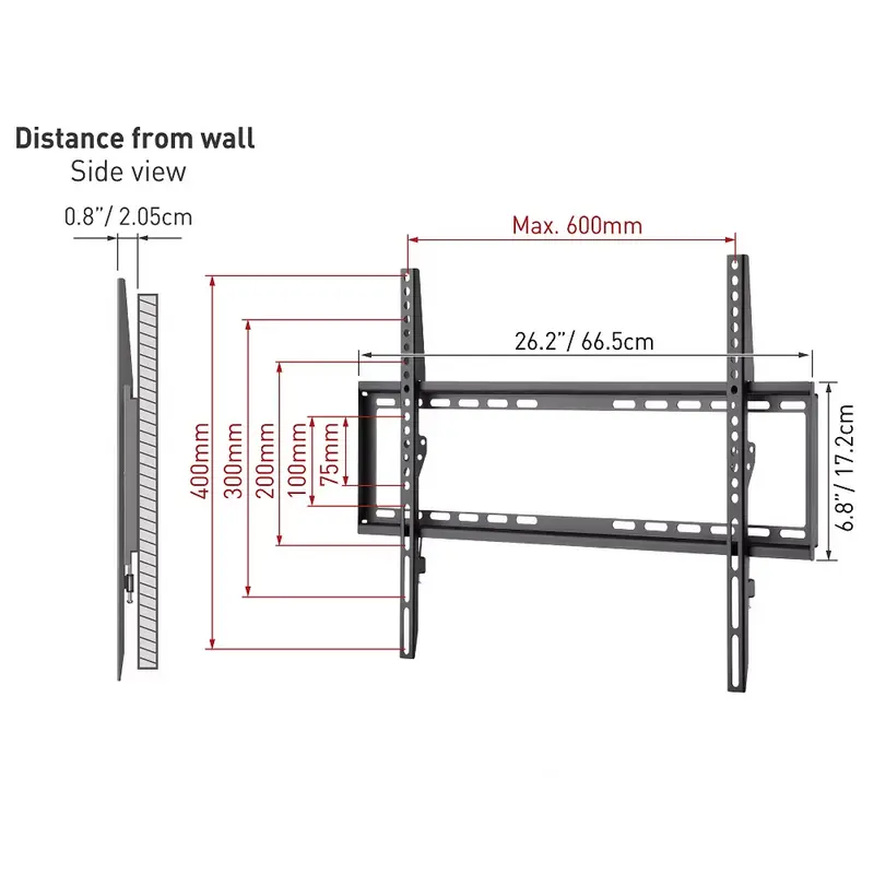 Suport fixat pe perete BARKAN E407, Negru