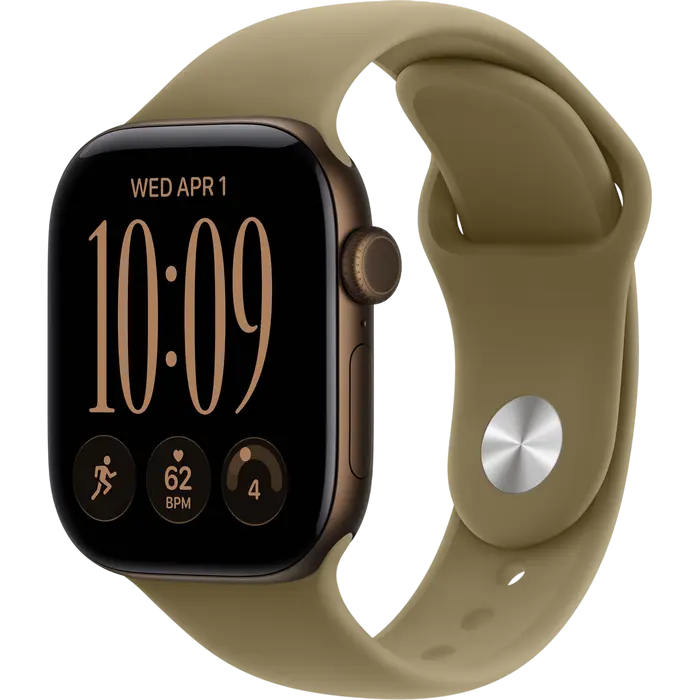 Apple Watch Series 12 GPS, 42mm Dark Bronze Aluminium Case with Olive Sport Band - S/M MJEF4
