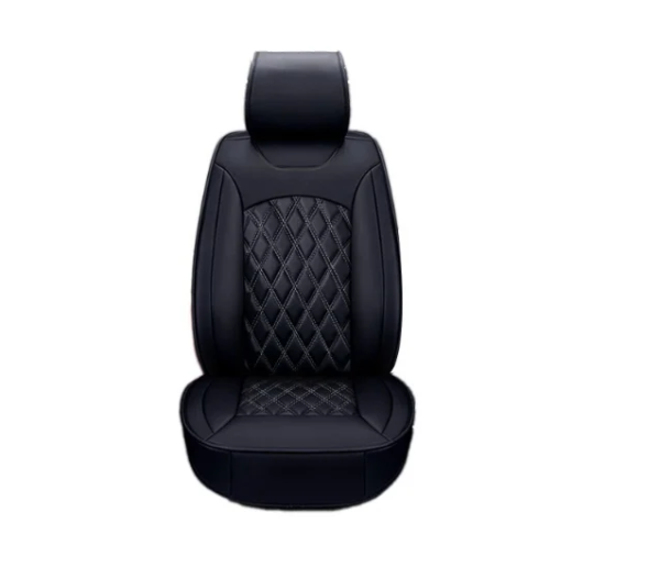 Set huse scaune auto, pentru fata-spate, piele ecologica, negru cu cusatura gri