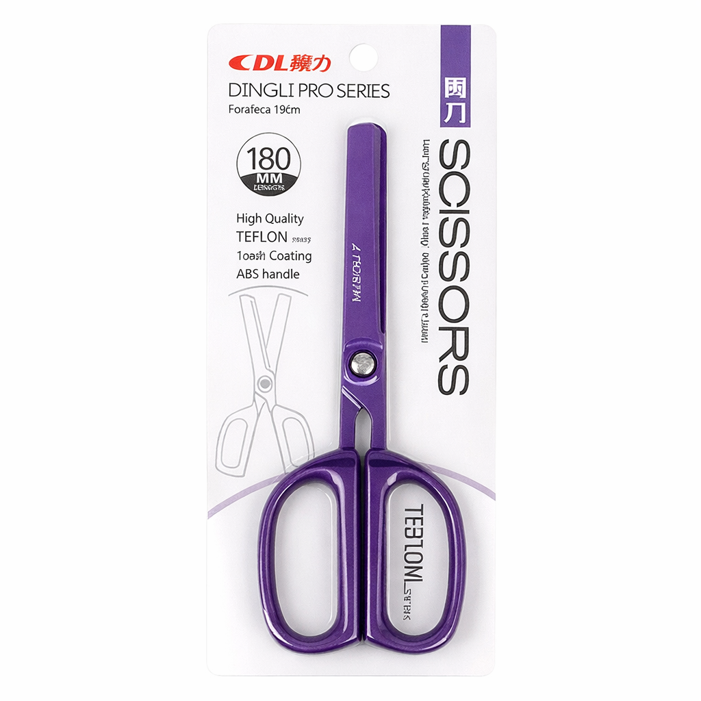 Foarfeca 18 cm profesionala, lama inox cu Teflon coating, maner ergonomic, foarfeca birou, scoala, uz universal, culoare mov