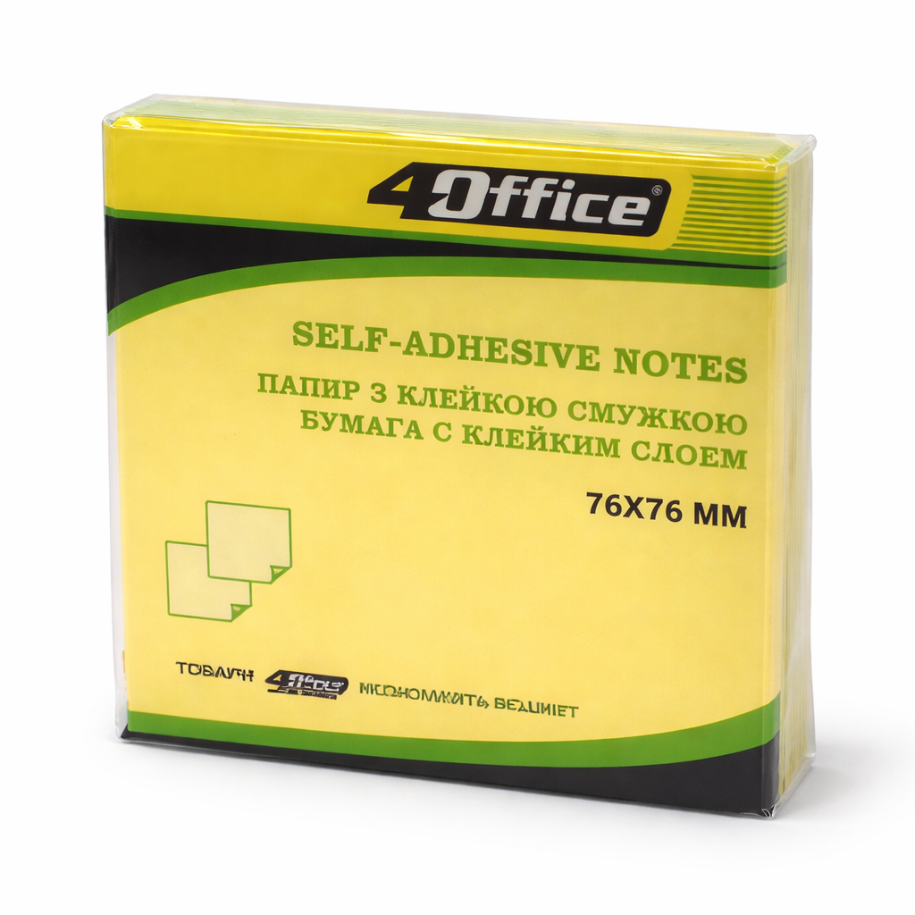 Sticky Notes Galbene 76x76 mm 4Office, Notițe Autoadezive 100 Foi, Post-it Birou Școală, Hârtie Notițe cu Lipici pentru Mesaje, Reminder-e și Organizare