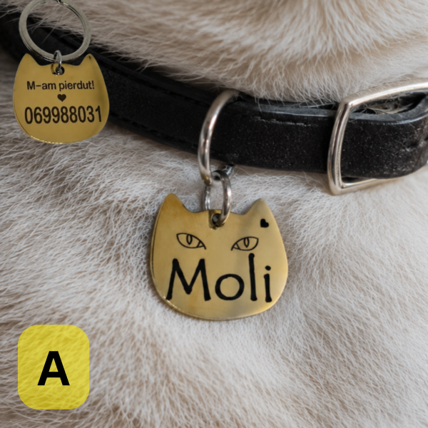 Medalion personalizat pentru pisici – Pisicuță din inox
