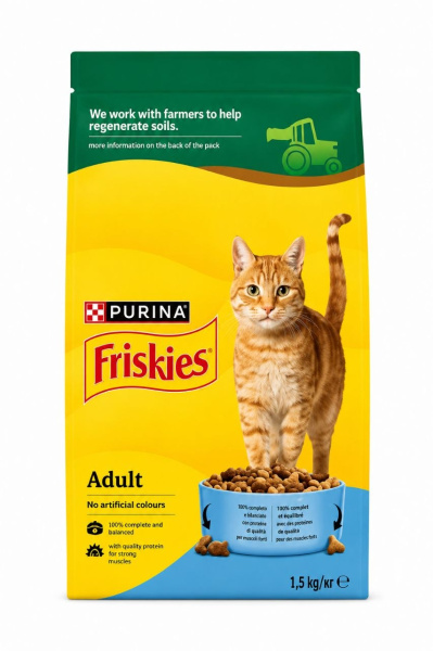 Hrană uscată pentru pisici Purina Friskies Adults Salmon Vegetables 1,5kg