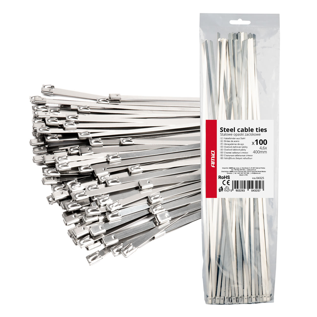 04325 Legaturi metalice din otel inoxidabi 4,6 С… 400mm 100 buc