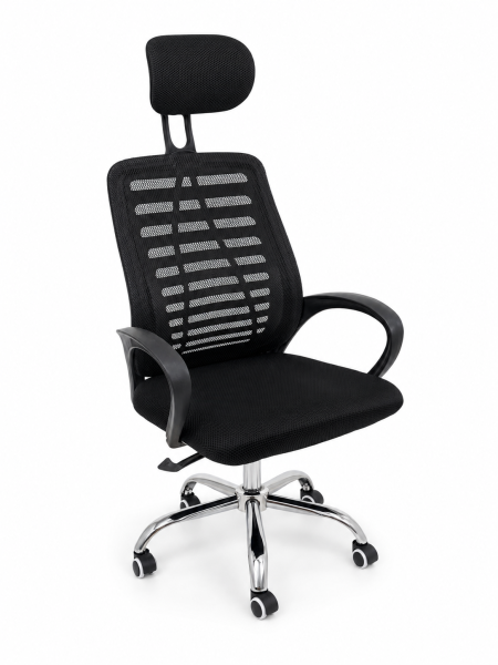 Scaun de birou Ergo Mesh Black cu tetieră