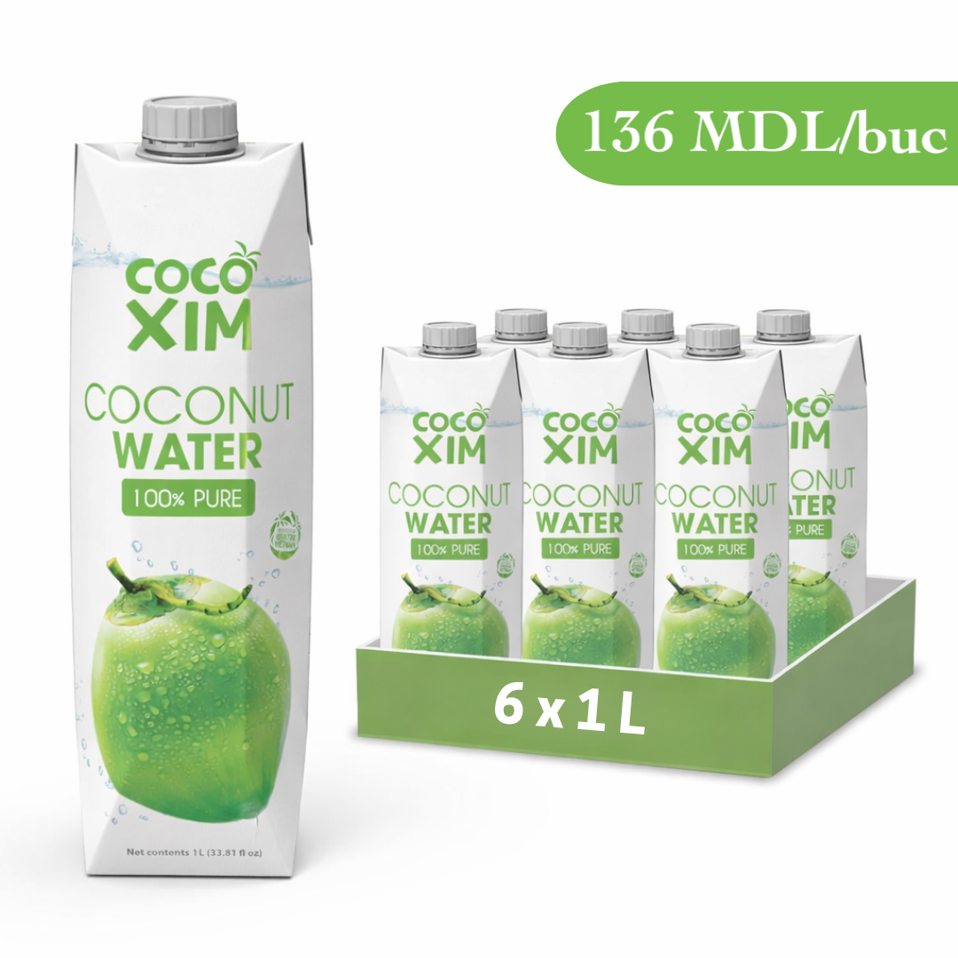 ⁠Apă de Cocos Cocoxim 100% Pură / 1 L / Cutie 6 bucăți