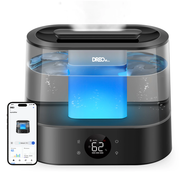Umidificator aer Dreo 420S Smart, Rezervor 4l, 250ml/h, 3 trepte umidificare, Senzor de Umiditate, Indicator Umiditate,Mod Auto, Aromaterapie, Negru