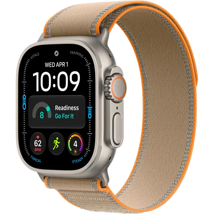 Apple Watch Ultra 4 GPS + Cellular, 49mm Natural Titanium Case with Sand Trail Loop - S/M MJAJ4