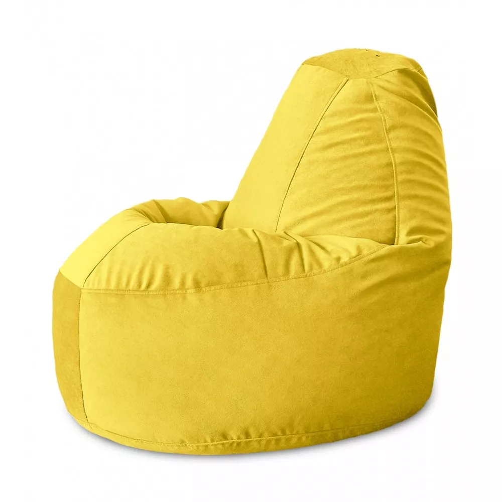Fotoliu Bean Bag Lux din velur, culoarea galbena