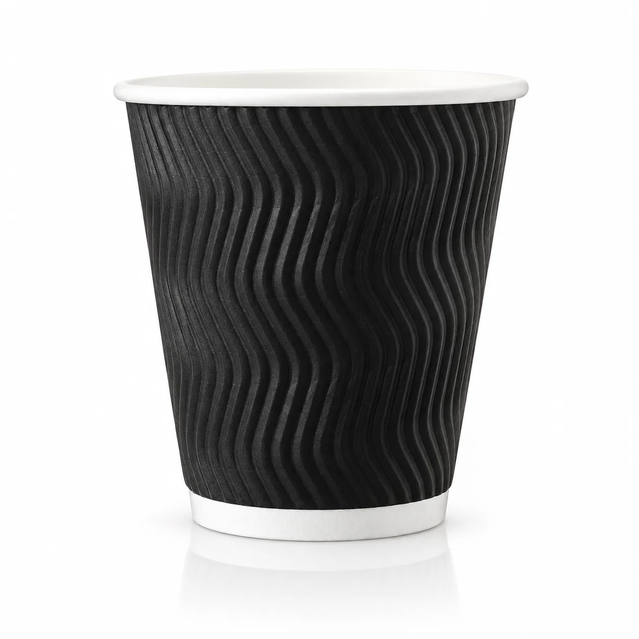 Pahar din hirtie Ripple S 10oz (300 ml) negru d90mm (25 buc)