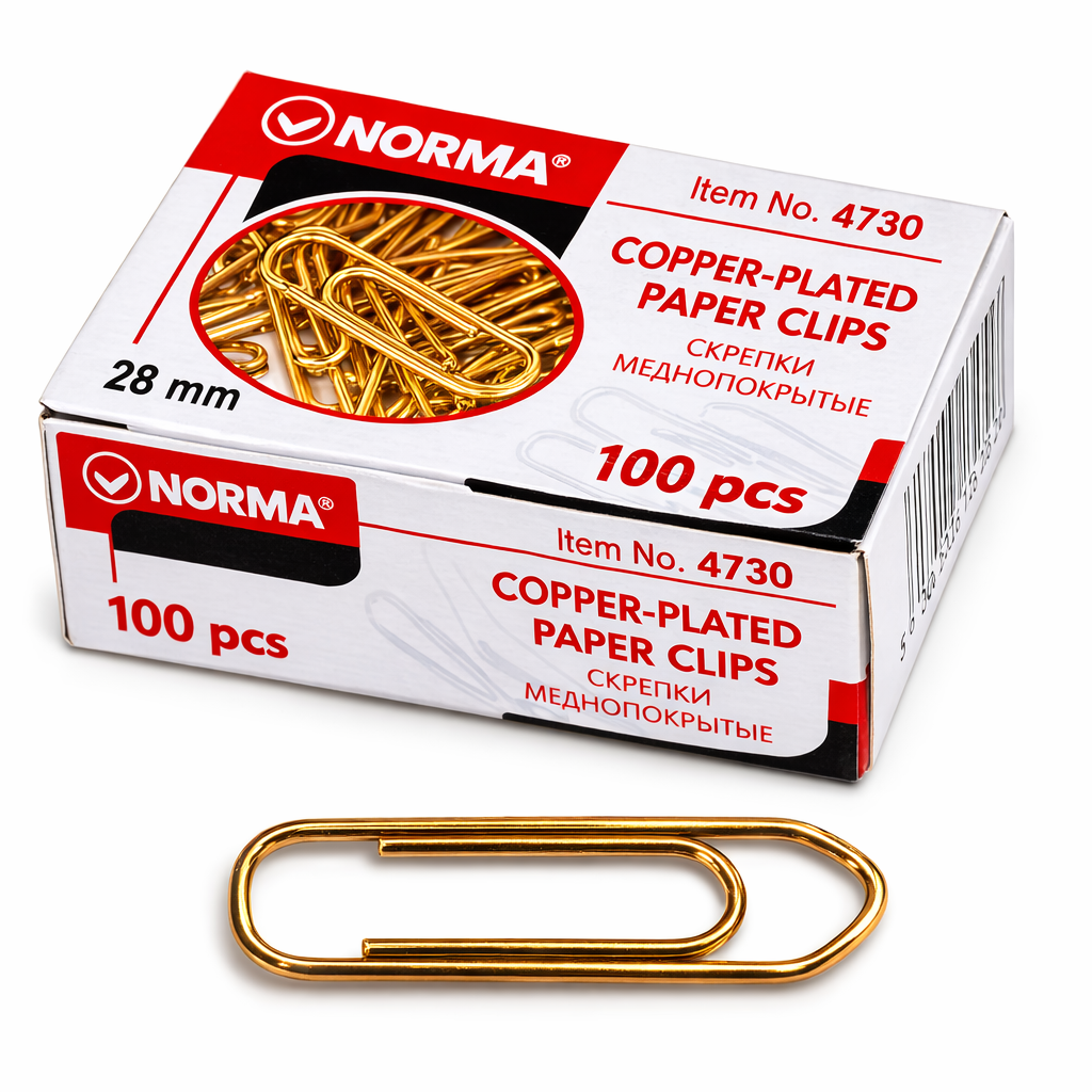 Set 5 cutii agrafe metalice aurii 28 mm, 500 buc, Norma