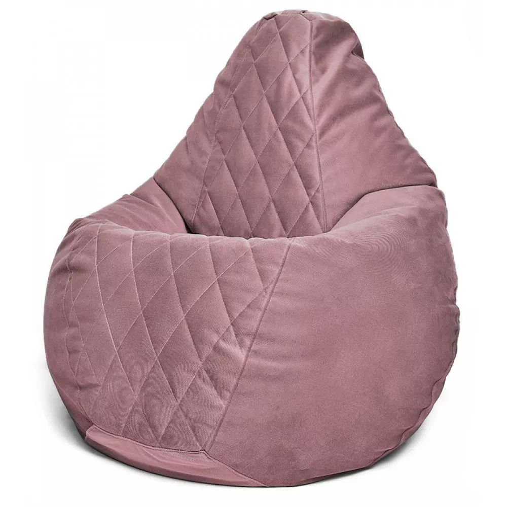 Fotoliu BeanBag din velur Maserrati "Romb", marimea "XXL" culoare pudra
