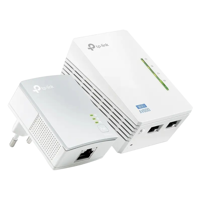 Wi-Fi + Powerline adapter TP-LINK TL-WPA4220 KIT, AV600, 600 Mbps, Alb