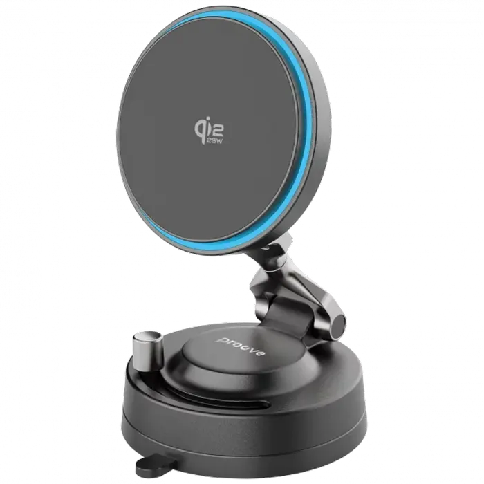 Car Mount With Wireless Charger Proove Jetlock Qi2.2 25W, Black