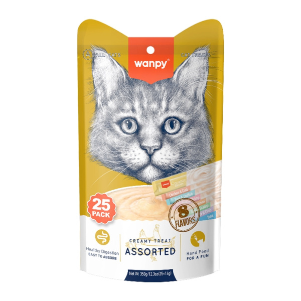 WANPY 8 FLAVORS MIXED LICKABLE TREAT for CAT 14gr x25 (official)