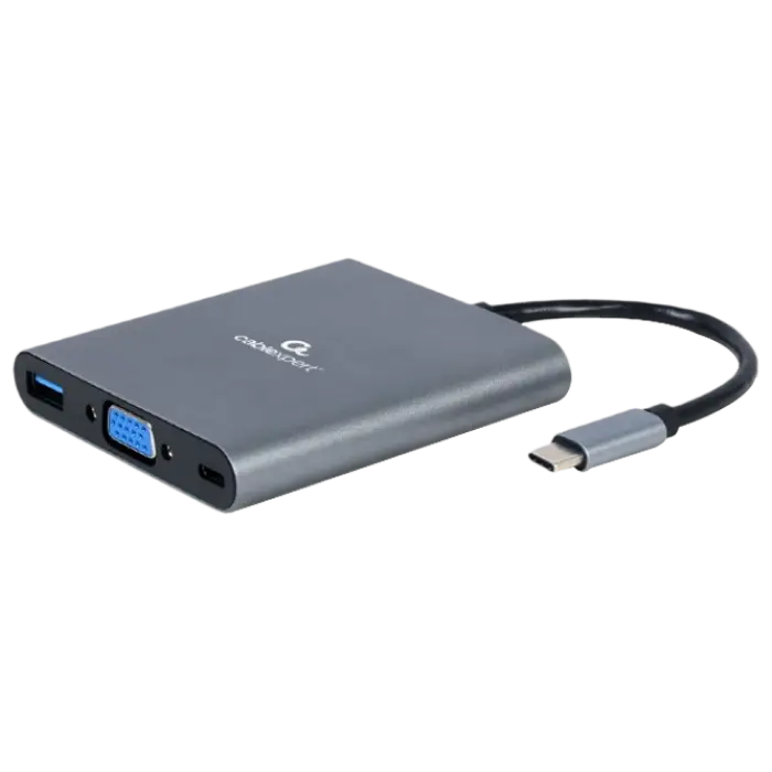 Adaptor Video Cablexpert A-CM-COMBO6-01, USB Type-C - VGA, HDMI, USB Type-C, USB Type-A, SD card-reader, Gri