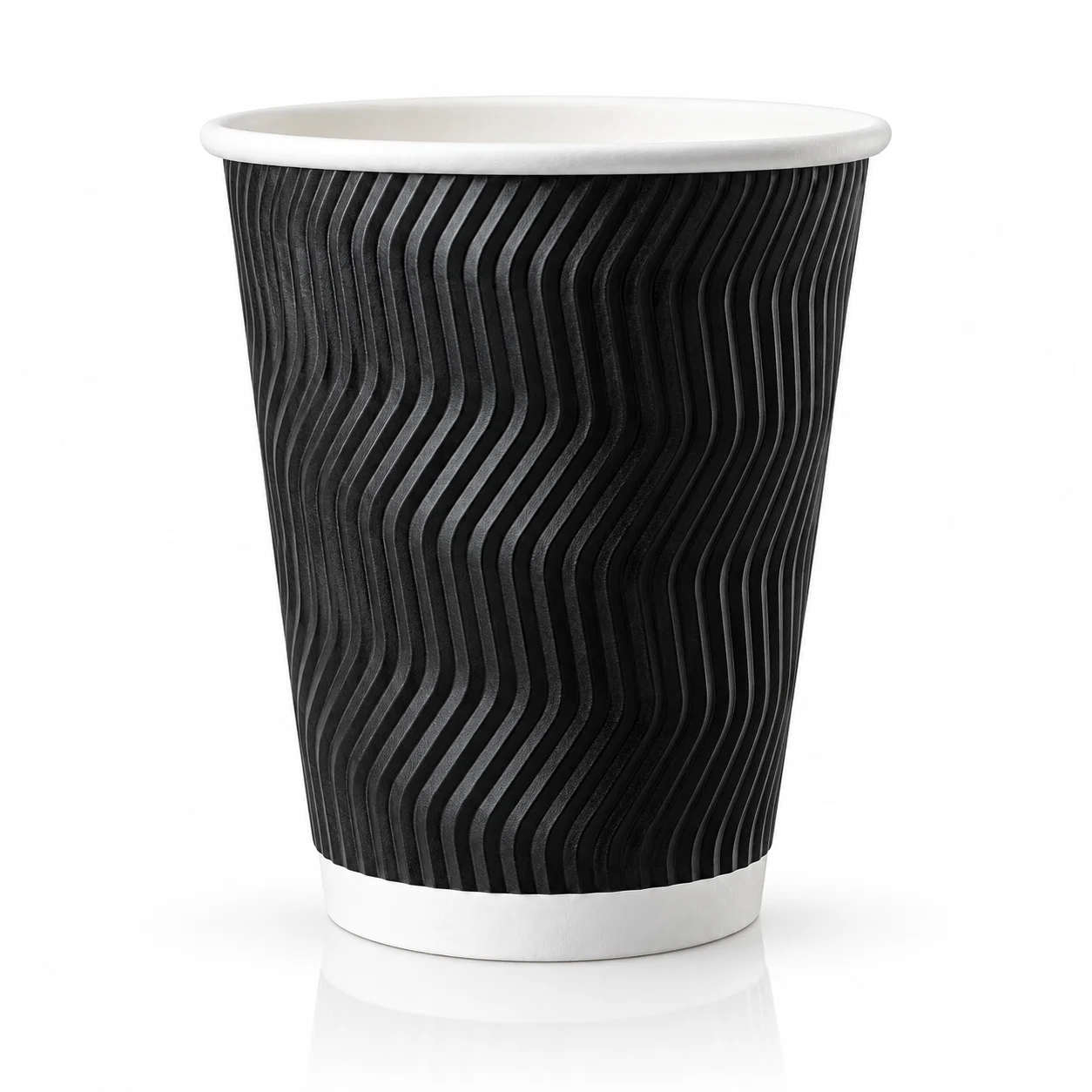 Pahar din hirtie Ripple S 12oz (360 ml) negru d90mm (25 buc)