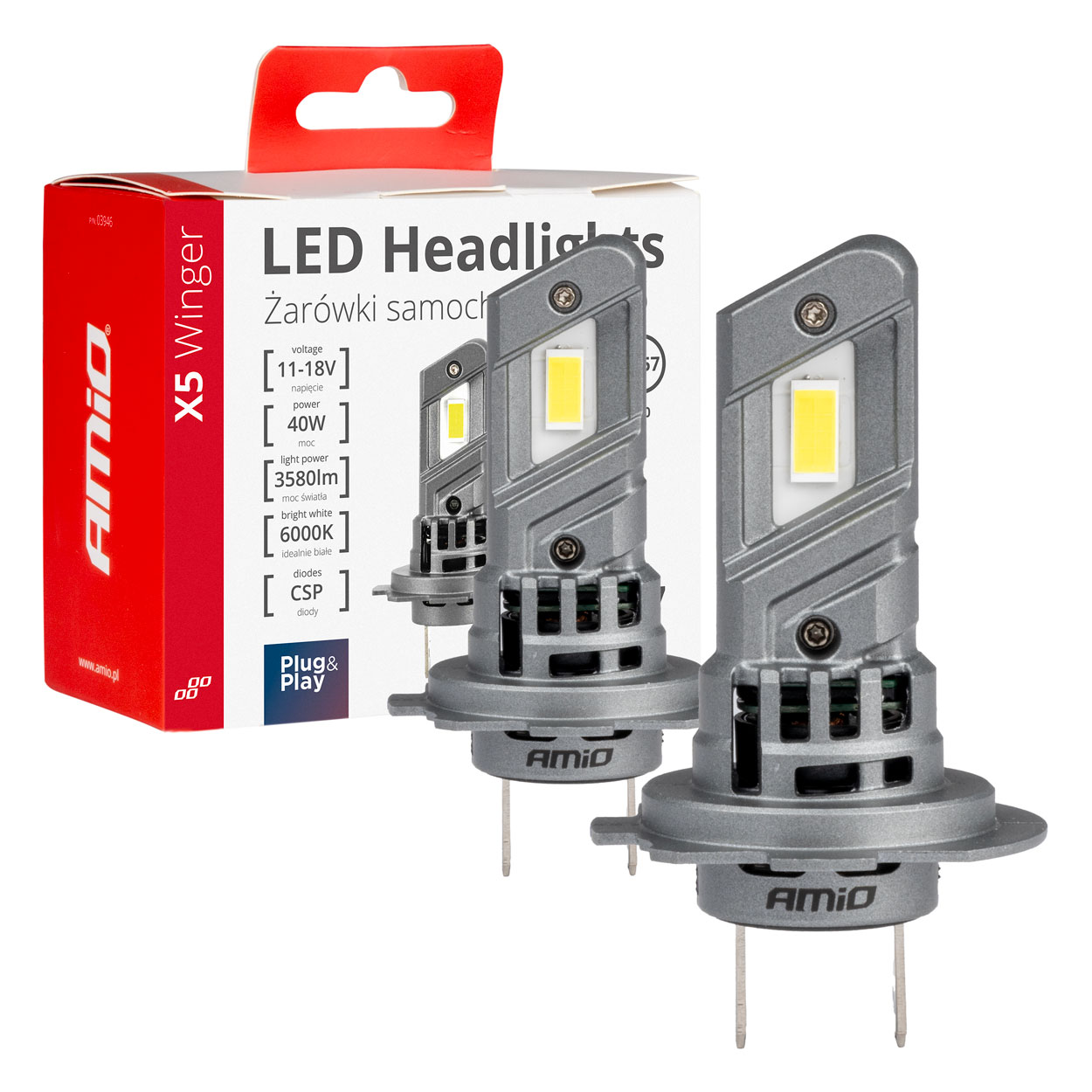 03946 Bec LED p-u auto X5 WINGER H7 H18 6000K max 40W