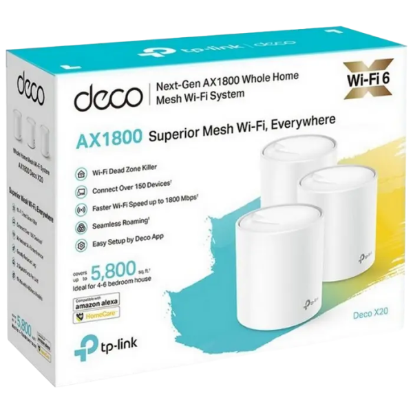 Sistem Wi-Fi Mesh TP-LINK Deco X20 (3-pack), Alb