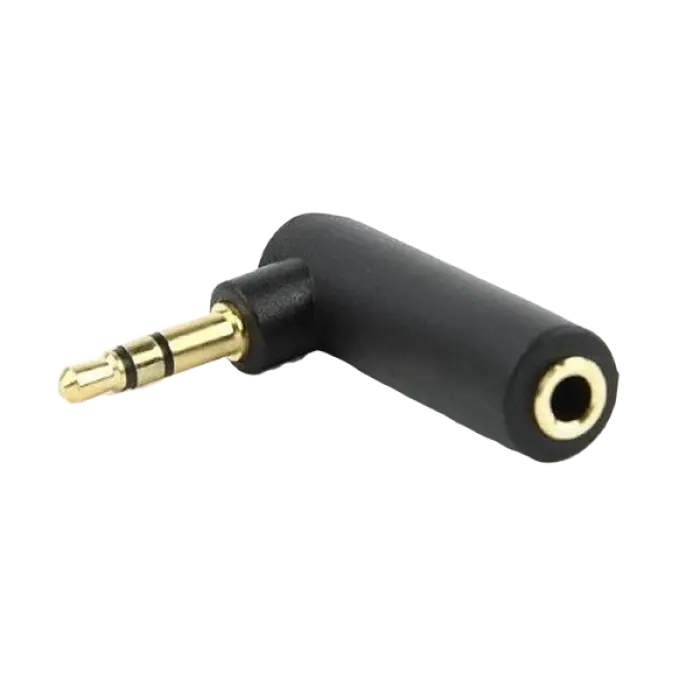 Audio Adaptor Cablexpert A-3.5M-3.5FL, 3.5mm 3-pin (F) - 3.5mm 3-pin (M), Negru