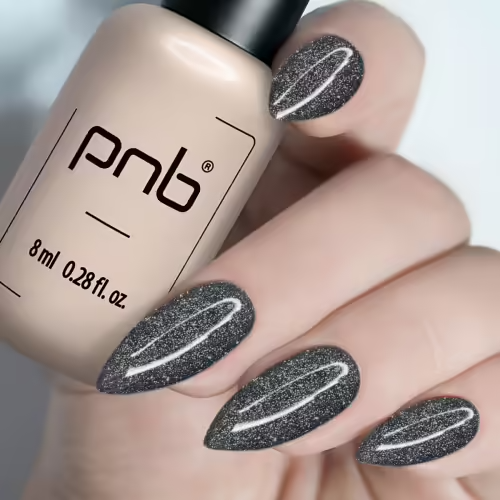 UV/LED Oja semipermanentă reflectorizantă SHOCK EFFECT 09 Crystal black PNB, 8 ml