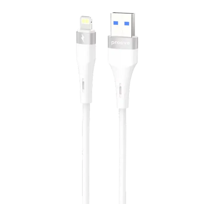 Cablu USB (Lightning), Proove Light Silicone Plus USB to Lightning 2.4A (1m), White