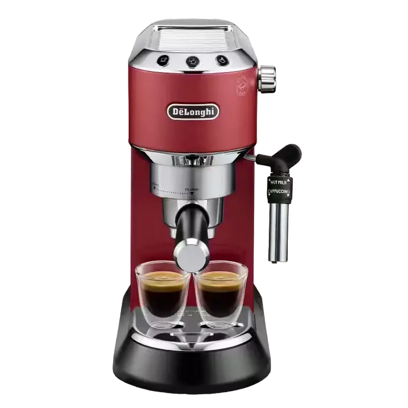Cafetiera manuala DeLonghi Dedica Pump Espresso, 1300W, Roșu
