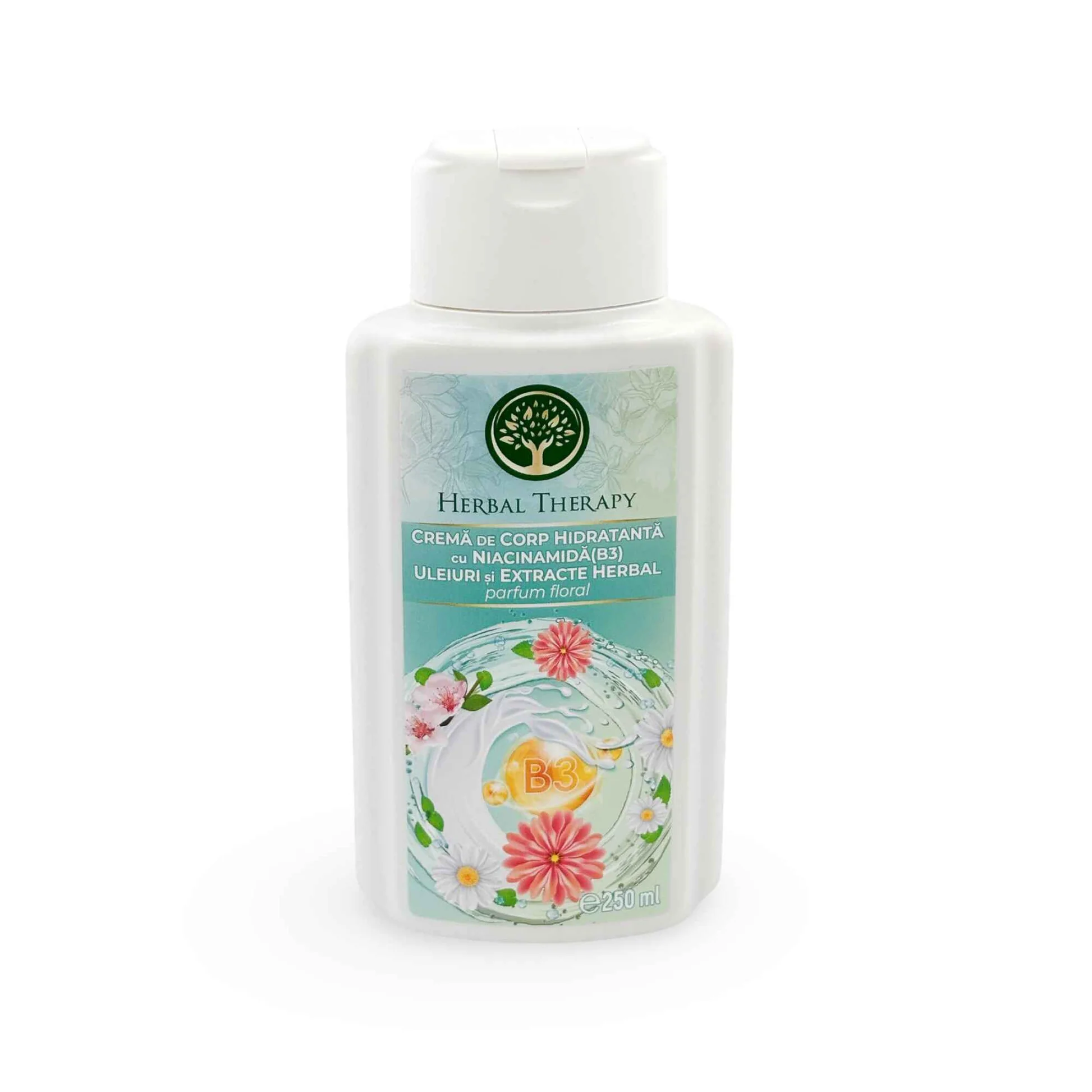 Cremă de Corp Hidratantă, cu Niacinamidă (B3), Uleiuri și Extracte Herbal, cu Parfum Floral, 250 ml