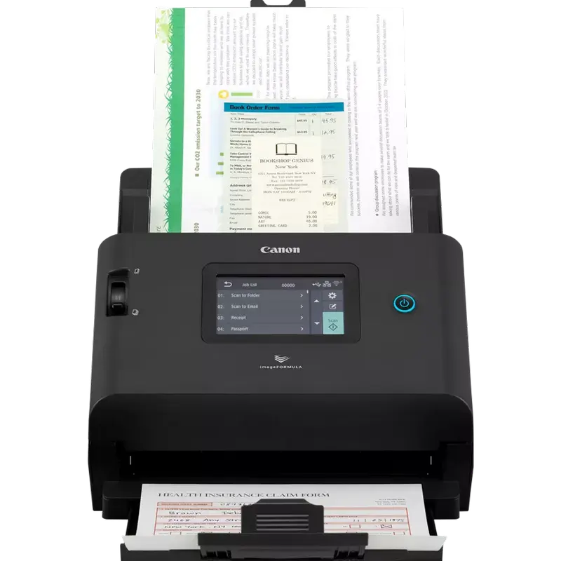 Scaner de documente cu alimentare automată Canon imageFORMULA DR-S350NW, A4, Negru