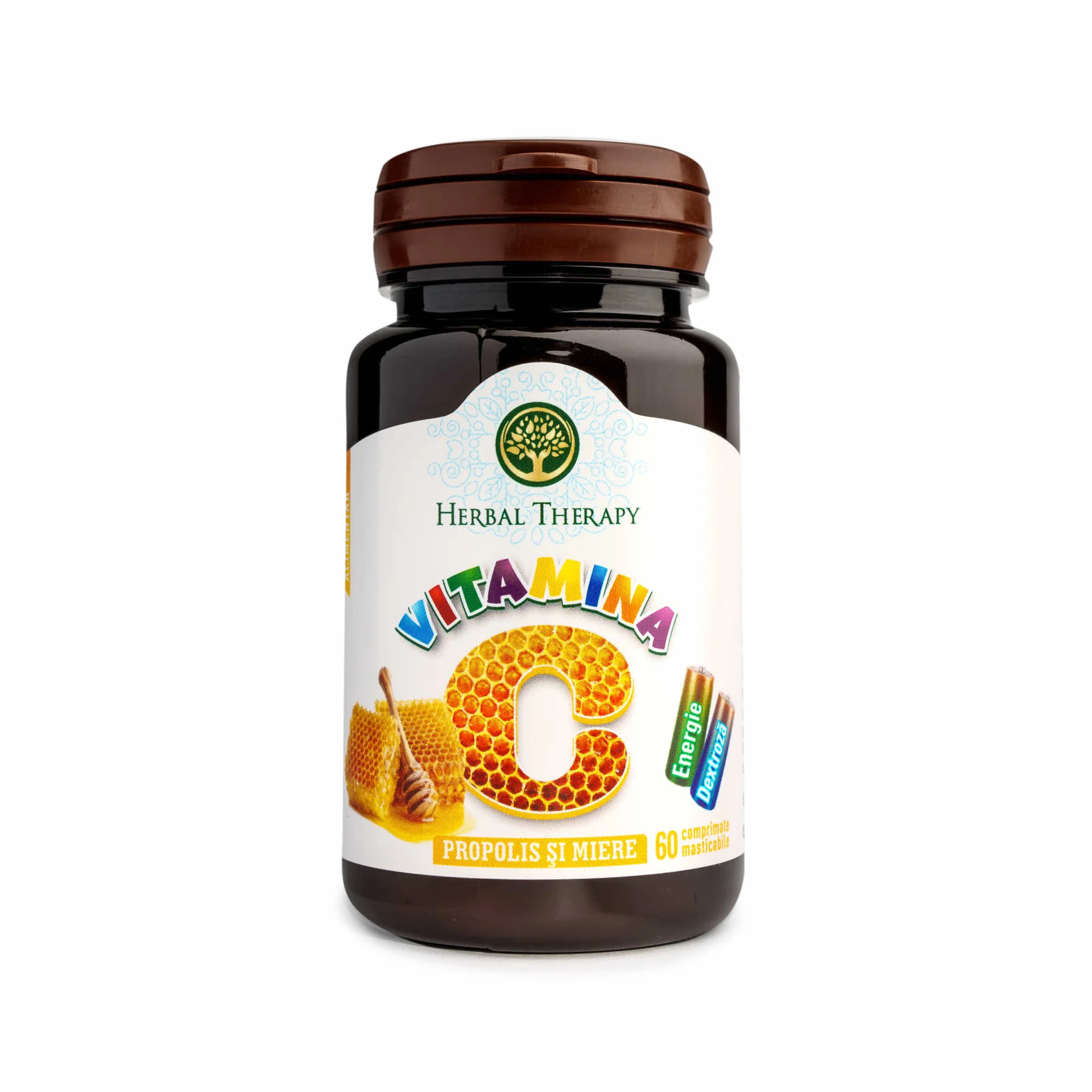 Vitamina C 100 mg, cu Propolis și Miere - Ameliorarea simtomelor răcelii, 60 comprimate masticabile