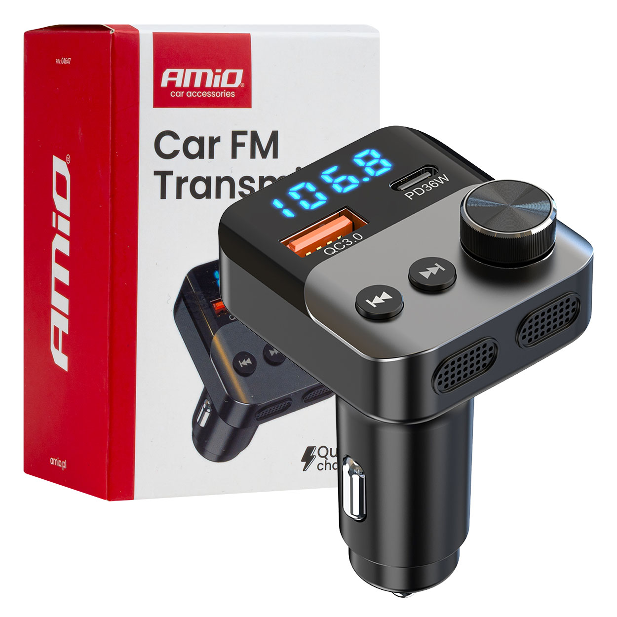 04647 Transmitator FM auto 1Г—USB-A 1Г—USB-C 12V 24V
