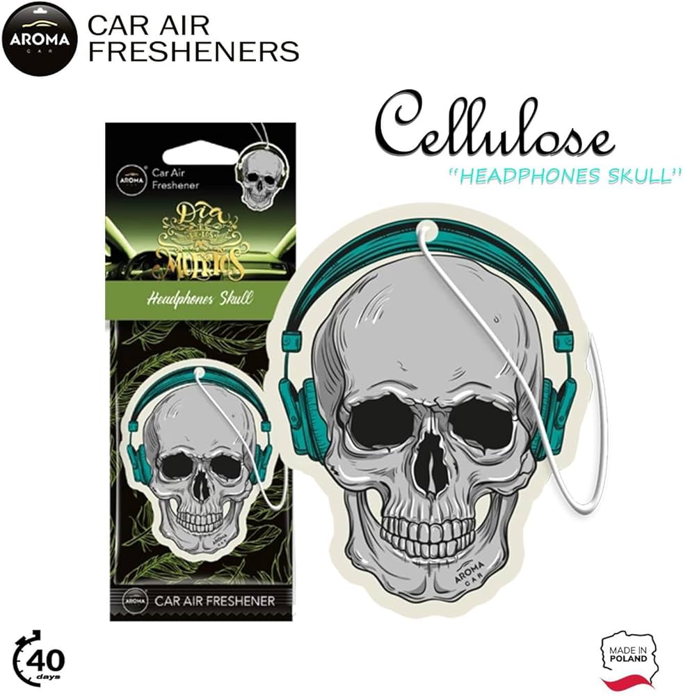 Aroma Car Cellulose Dia de Los Muertos Headphones Skull aromatizator auto