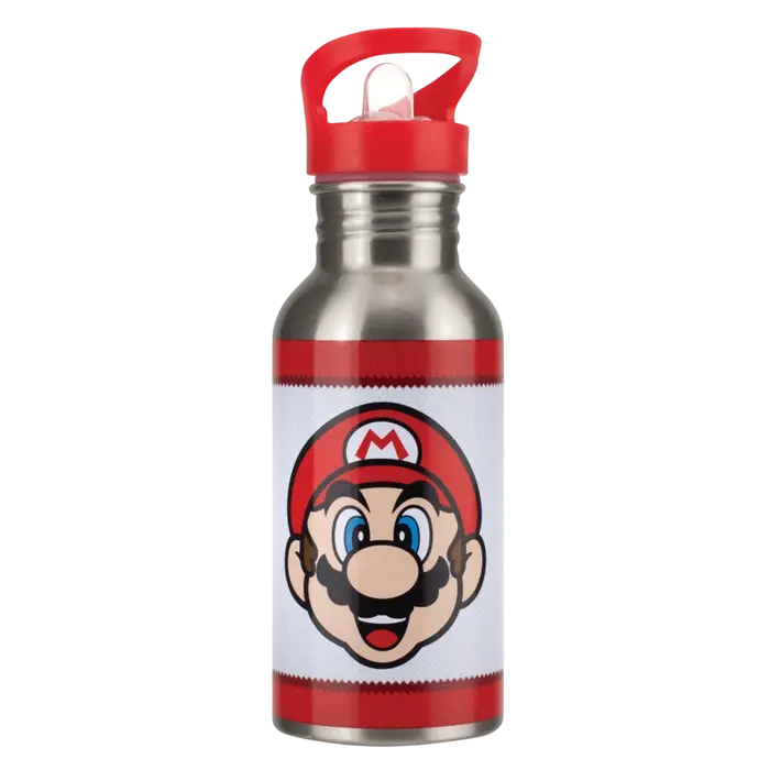 Sticla de apa Paladone Super Mario with Straw, Multicolor