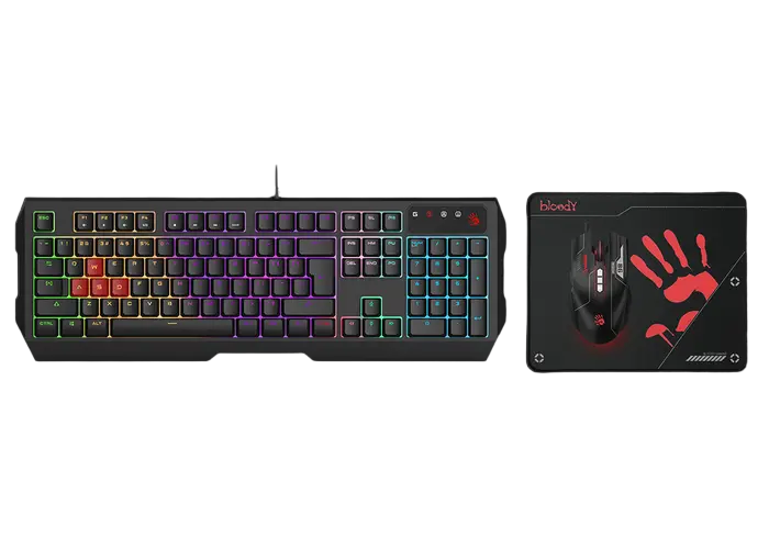 Set Tastatură + Mouse + Mouse Pad Bloody B1700 , Cu fir, Negru