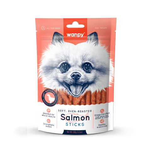 WANPY Soft, Oven-roasted Salmon Sticks for DOG  100g x10 (official)