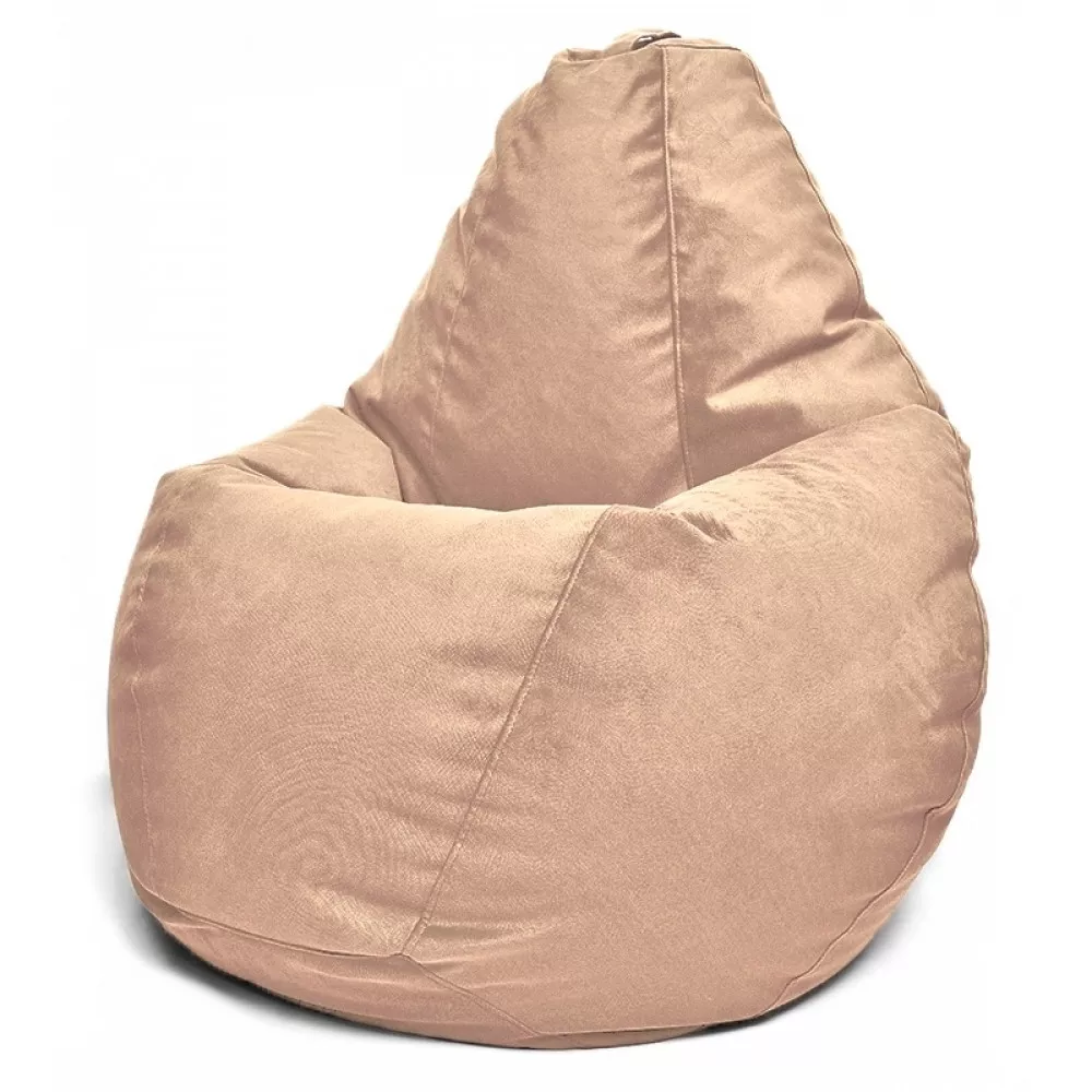 Fotoliu BeanBag din velur Maserrati, marimea "XL" culoare cafea cu lapte